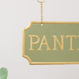 Gold and Sage Green Metal Wall Mounted Hanging Pantry Sign