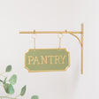 Gold and Sage Green Metal Wall Mounted Hanging Pantry Sign