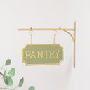 Gold and Sage Green Metal Wall Mounted Hanging Pantry Sign