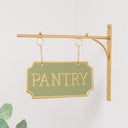 Gold and Sage Green Metal Wall Mounted Hanging Pantry Sign