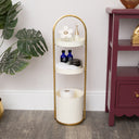 Gold and White Metal 3 Tiered Storage Caddy - 25cm x 35.5cm