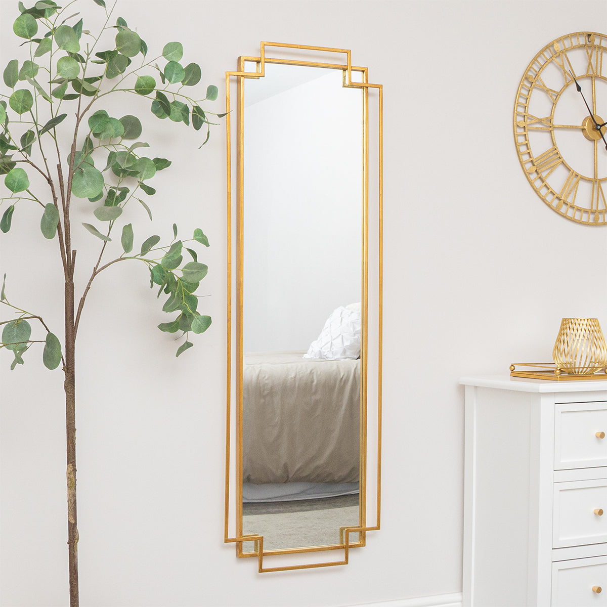 Gold Art Deco Wall Mirror 142cm x 47cm – Melody Maison