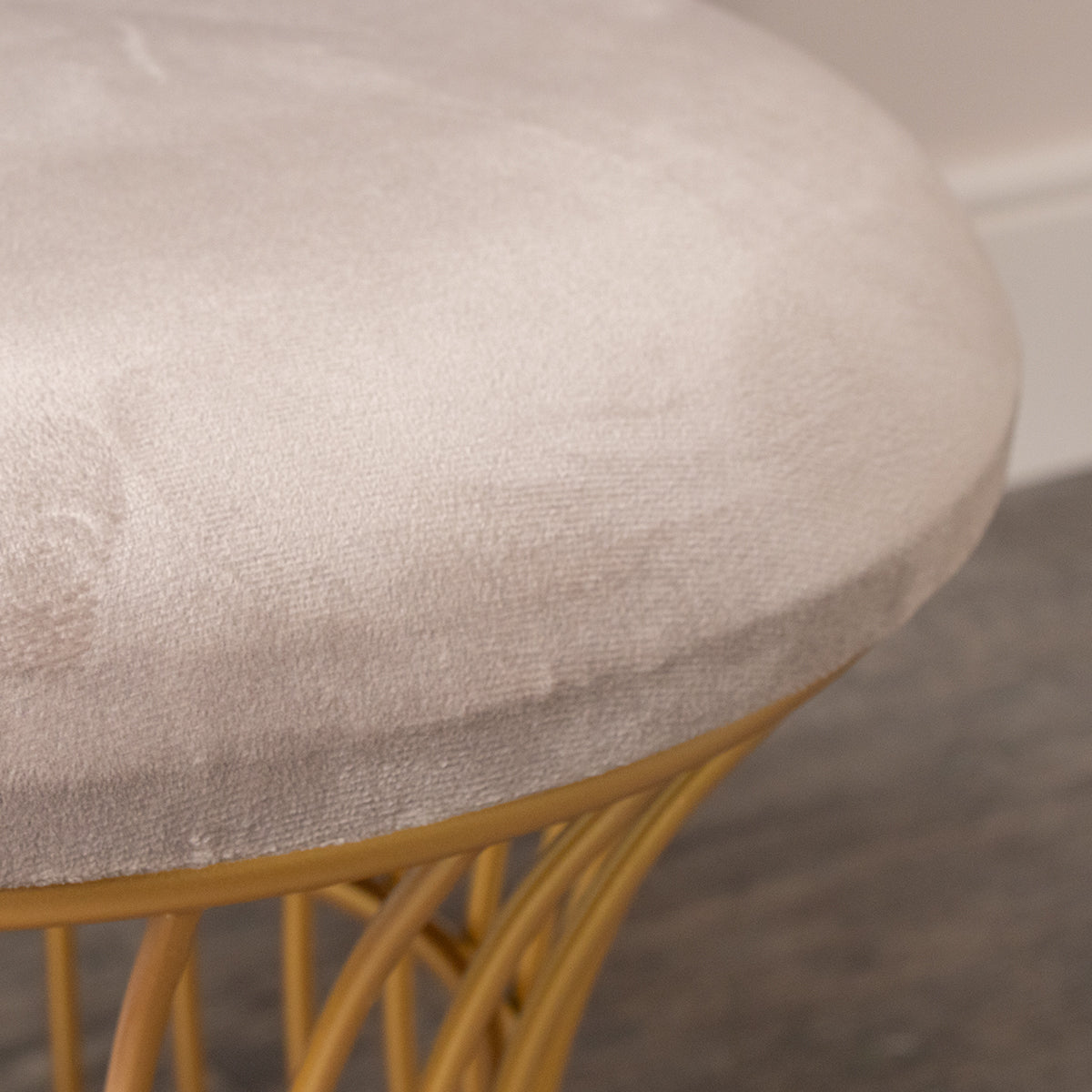 Gold & Grey Metal Detailed Upholstered Dressing Table Stool – Melody Maison  Ltd