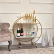 Gold &amp; Marble Round Bar Cart