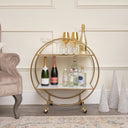 Gold &amp; Marble Round Bar Cart
