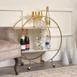 Gold &amp; Marble Round Bar Cart