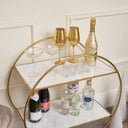Gold &amp; Marble Round Bar Cart