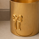 Gold Metal Bow Detailed Waste Bin
