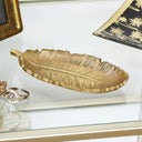 Gold Metal Feather Trinket Dish