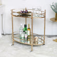 Gold Mirrored Oval Drinks Trolley