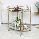 Gold Mirrored Oval Drinks Trolley