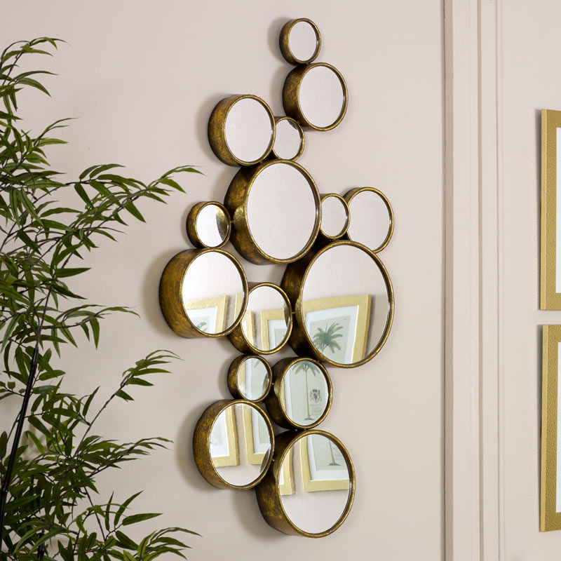 Gold Multi Circle Wall Mirror 61cm x 103cm – Melody Maison