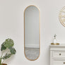 Warm Gold Oval Framed Wall Mirror 140cm x 40cm