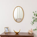 Gold Oval Metal Framed Wall Mirror - 60cm x 40cm