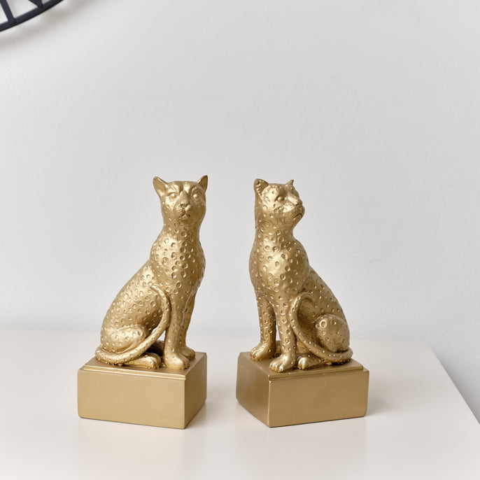 Gold Sitting Leopard Bookends – Melody Maison