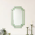 Green Glass Art Deco Rectangle Wall Mirror - 80cm x 50cm