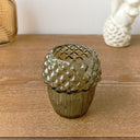 Green Glass Autumn Acorn Candle Holder 9cm