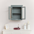Green Glass Fronted Wall Cabinet - 52cm x 65cm