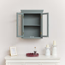 Green Glass Fronted Wall Cabinet - 52cm x 65cm