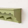 Green Painted Scalloped Edge Coat Peg Rail Hooks with Shelf - 100cm