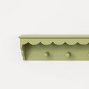 Green Painted Scalloped Edge Coat Peg Rail Hooks with Shelf - 100cm