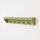 Green Painted Scalloped Edge Coat Peg Rail Hooks with Shelf - 100cm