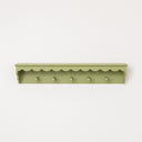 Green Painted Scalloped Edge Coat Peg Rail Hooks with Shelf - 100cm