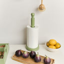 Green Painted Wooden Kitchen Roll Holder - 37cm