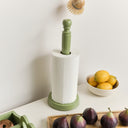 Green Painted Wooden Kitchen Roll Holder - 37cm