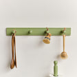 Green Painted Wooden Wall Utensil Hanging Hooks - 60cm