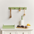 Green Painted Wooden Wall Utensil Hanging Hooks - 60cm