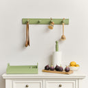 Green Painted Wooden Wall Utensil Hanging Hooks - 60cm