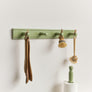 Green Painted Wooden Wall Utensil Hanging Hooks - 60cm