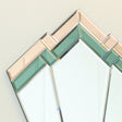 Green &amp; Pink Glass Art Deco Fan Wall Mirror 60cm x 40cm