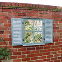 Distressed Green Shutter Style Garden Wall Mounted Mirror 60cm x 70cm
