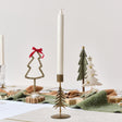 Green Standing Christmas Tree Decoration with Red Bow - 27cm