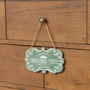 Green &amp; White Christmas Trees Hanging Sign - 18cm x 10.5cm