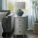 Grey 3 Drawer Round Side Table