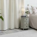 Grey 3 Drawer Round Side Table
