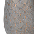 Grey &amp; Gold Scalloped Table Lamp with Shade with Neutral Beige Linen Shade