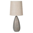Grey & Gold Scalloped Table Lamp with Shade with Neutral Beige Linen Shade