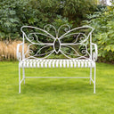 Grey Metal Butterfly Garden Bench