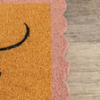 "Hello Beautiful" Pink Scalloped Coir Doormat