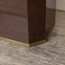 Hexagonal Chocolate Brown &amp; Gold Edge Wooden Waste Paper Bin