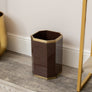 Hexagonal Chocolate Brown & Gold Edge Wooden Waste Paper Bin