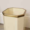 Hexagonal Cream &amp; Gold Edge Wooden Waste Paper Bin