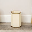 Hexagonal Cream &amp; Gold Edge Wooden Waste Paper Bin