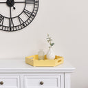 Hexagonal Lemon Yellow Scalloped Tray - 35cm