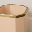Hexagonal Pale Peach &amp; Gold Edge Wooden Waste Paper Bin