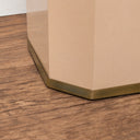 Hexagonal Pale Peach &amp; Gold Edge Wooden Waste Paper Bin